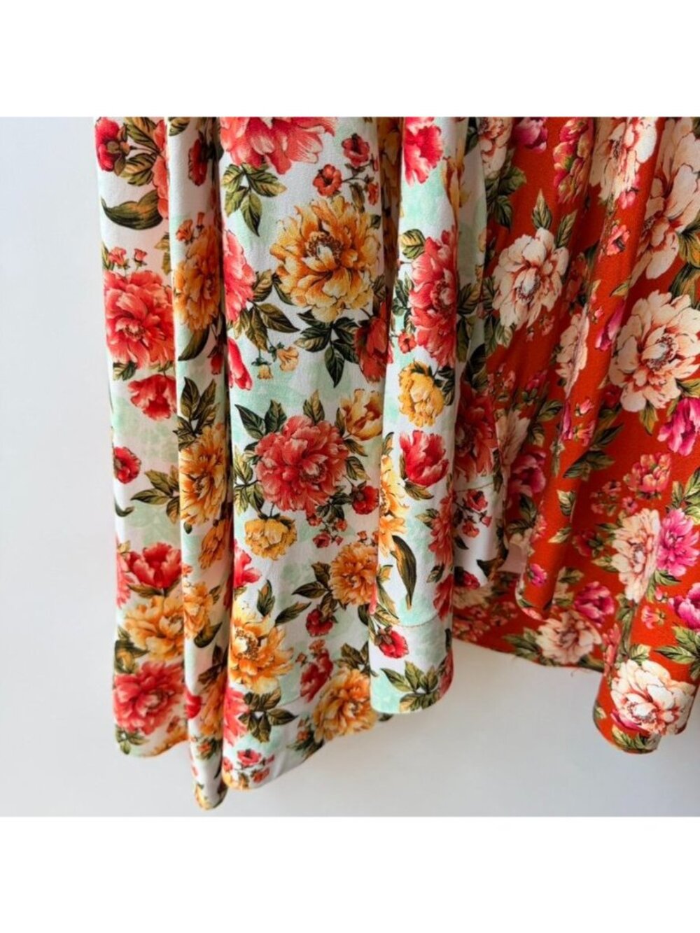 Farm Rio Patchwork Floral Asymmetrical Midi Skirt Women's Size S - Picture 5 of 13